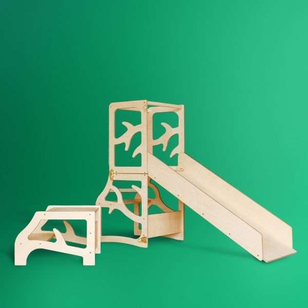 4 in 1 tree design kitchen tower / desk / slide + small step stool