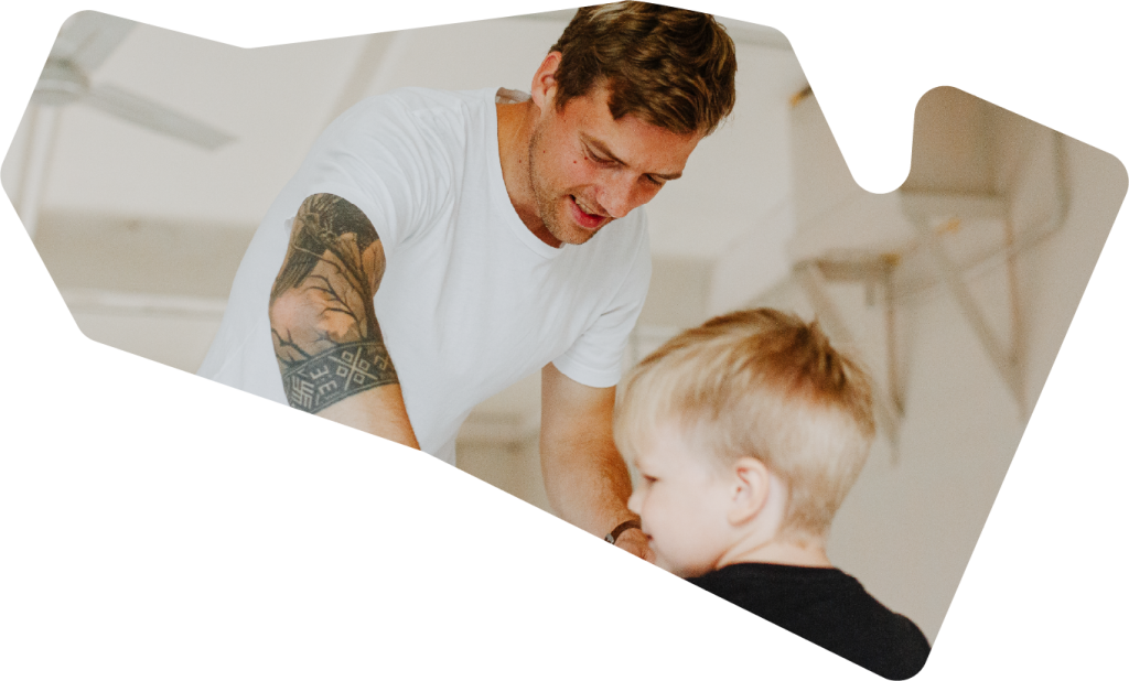 A father and a son playing together
